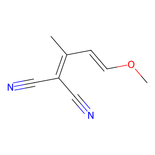 [(2E)-3-methoxy-1-methylprop-2-en-1-ylidene]malononitrile structure