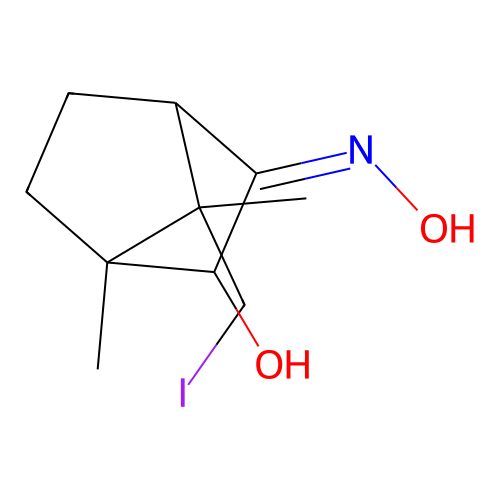 (3Z)-3-hydroxyimino-7-(iodomethyl)-1,7-dimethylbicyclo[2.2.1]heptan-2-ol structure