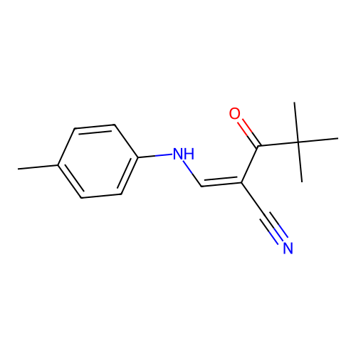 4,4-Dimethyl-2-[(4-methylanilino)methylene]-3-oxo-pentanenitrile structure
