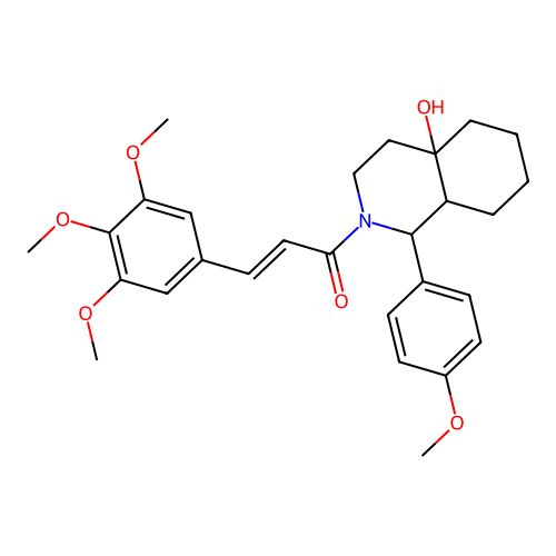 (2E)-1-[4a-hydroxy-1-(4-methoxyphenyl)octahydroisoquinolin-2(1H)-yl]-3-(3,4,5-trimethoxyphenyl)prop-2-en-1-one structure