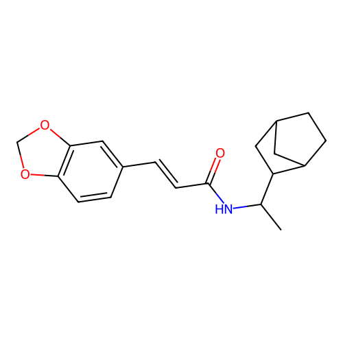 3-(1,3-benzodioxol-5-yl)-N-(1-bicyclo[2.2.1]hept-2-ylethyl)acrylamide structure