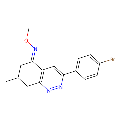 3-(4-bromophenyl)-N-methoxy-7-methyl-5,6,7,8-tetrahydrocinnolin-5-imine structure