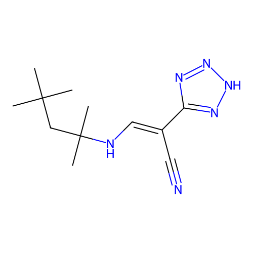 2-(2H-2,3,4,5-Tetraazolyl)-3-((1,1,3,3-tetramethylbutyl)amino)prop-2-enenitrile structure