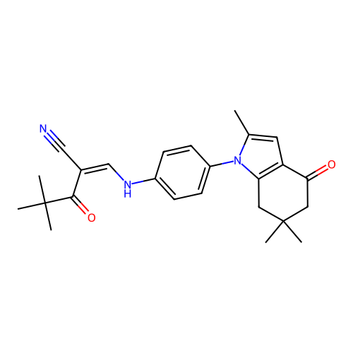 2-(2,2-DIMETHYLPROPANOYL)-3-((4-(2,6,6-TRIMETHYL-4-OXO(5,6,7-TRIHYDROINDOLYL))PHENYL)AMINO)PROP-2-ENENITRILE structure