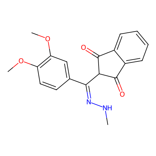 2-[(E)-C-(3,4-dimethoxyphenyl)-N-(methylamino)carbonimidoyl]indene-1,3-dione structure