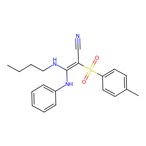3-(Butylamino)-2-((4-methylphenyl)sulfonyl)-3-(phenylamino)prop-2-enenitrile structure