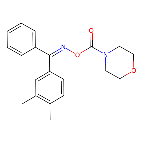 1-Aza-2-(3,4-dimethylphenyl)-2-phenylvinyl morpholine-4-carboxylate structure