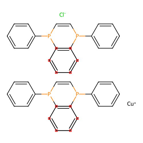 bis-(1,2-bis(diphenylphosphino)ethene)Cu(I) structure