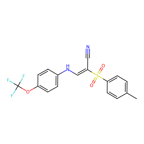 2-(p-Tolylsulfonyl)-3-[4-(trifluoromethoxy)anilino]prop-2-enenitrile structure