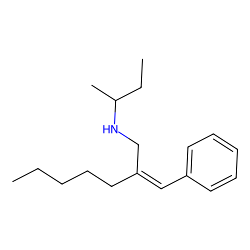 2-benzylidene-N-sec-butyl-heptan-1-amine structure
