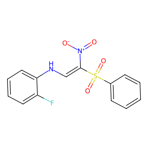 N-[2-(benzenesulfonyl)-2-nitro-vinyl]-2-fluoro-aniline structure