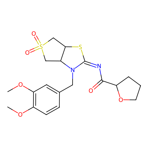 (Z)-N-(3-(3,4-dimethoxybenzyl)-5,5-dioxidotetrahydrothieno[3,4-d]thiazol-2(3H)-ylidene)tetrahydrofuran-2-carboxamide structure