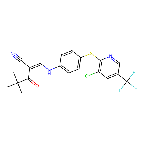2-(2,2-DIMETHYLPROPANOYL)-3-((4-(3-CHLORO-5-(TRIFLUOROMETHYL)(2-PYRIDYLTHIO))PHENYL)AMINO)PROP-2-ENENITRILE structure