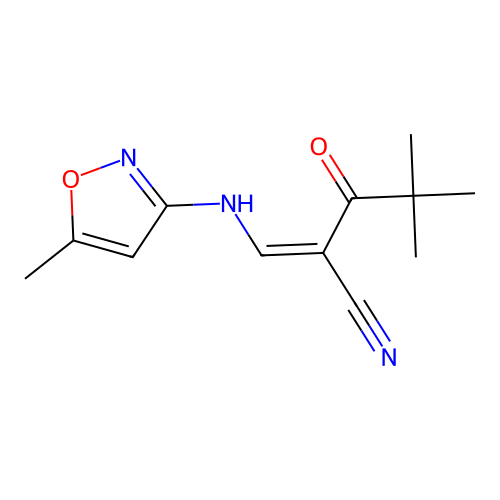 4,4-Dimethyl-2-[[(5-methylisoxazol-3-yl)amino]methylene]-3-oxo-pentanenitrile structure