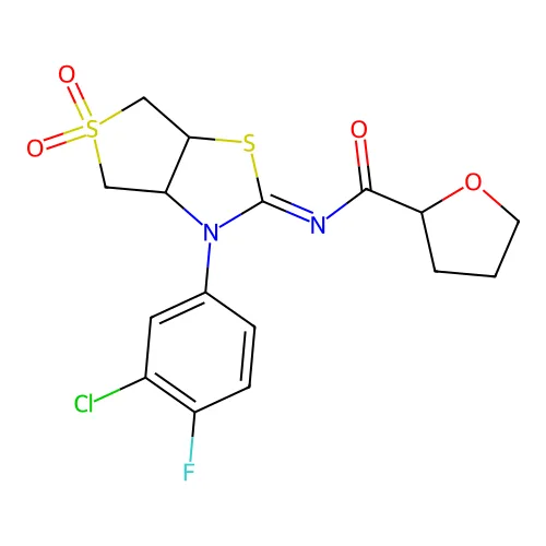 N-[3-(3-氯-4-氟苯基)-5,5-二氧代-3a,4,6,6a-四氢噻吩并[3,4-d][1,3]噻唑-2-亚基]氧杂环戊烷-2-甲酰胺 structure