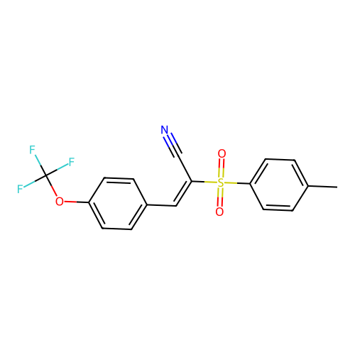 (E)-2-(4-methylphenyl)sulfonyl-3-[4-(trifluoromethoxy)phenyl]prop-2-enenitrile structure