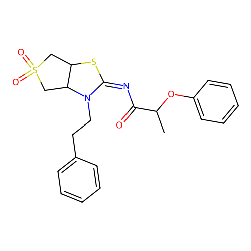 (Z)-N-(5,5-dioxido-3-phenethyltetrahydrothieno[3,4-d]thiazol-2(3H)-ylidene)-2-phenoxypropanamide structure