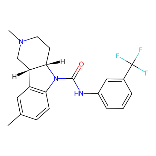 (4aS,9bR)-2,8-dimethyl-N-[3-(trifluoromethyl)phenyl]-3,4,4a,9b-tetrahydro-1H-pyrido[4,3-b]indole-5-carboxamide structure