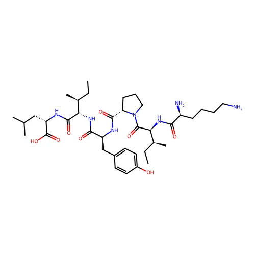 (2S)-2-[[(2S,3S)-2-[[(2S)-2-[[(2S)-1-[(2S,3S)-2-[[(2S)-2,6-二氨基己酰]氨基]-3-甲基戊酰]吡咯烷-2-羰基]氨基]-3-(4-羟基苯基)丙酰]氨基]-3-甲基戊酰]氨基]-4-甲基戊酸 structure
