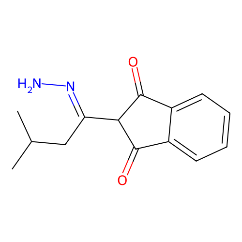 2-(3-Methylbutanehydrazonoyl)indene-1,3-dione structure