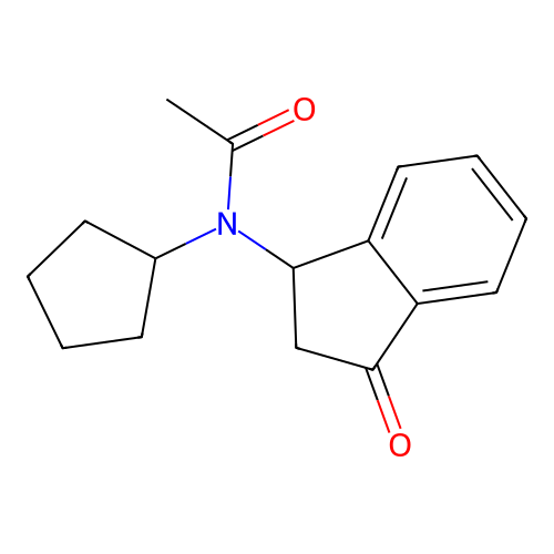 N-cyclopentyl-N-(3-oxo-1,2-dihydroinden-1-yl)acetamide structure