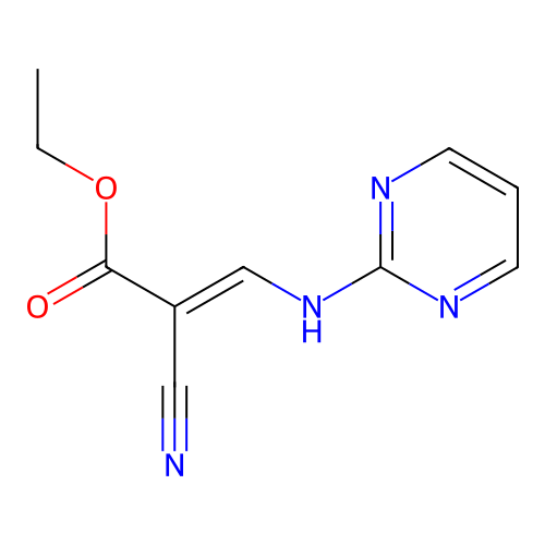 ethyl (E)-2-cyano-3-(pyrimidin-2-ylamino)prop-2-enoate structure