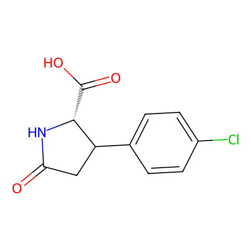(2S)-3-(4-chlorophenyl)-5-oxopyrrolidine-2-carboxylic acid structure