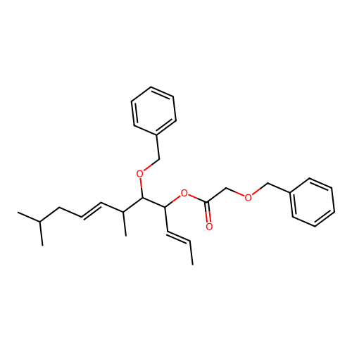 Acetic acid, 2-(phenylmethoxy)-, (1R,2R,3R,4E)-3,7-dimethyl-2-(phenylmethoxy)-1-(1E)-1-propen-1-yl-4-octen-1-yl ester, rel- structure