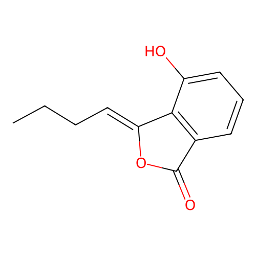 (3Z)-3-butylidene-4-hydroxy-2-benzofuran-1(3H)-one structure