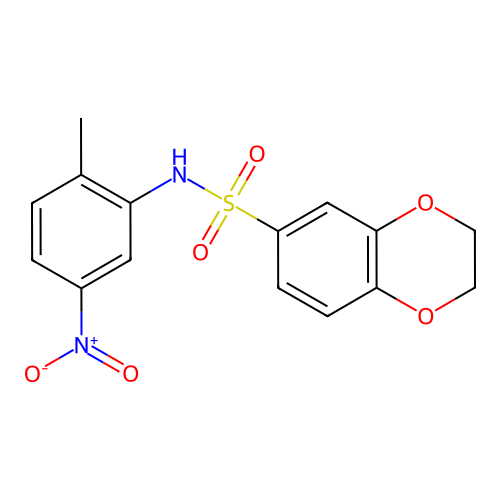 N-(2-methyl-5-nitrophenyl)-2,3-dihydro-1,4-benzodioxine-6-sulfonamide structure