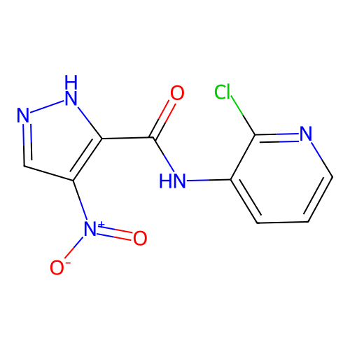 N-(2-chloro-3-pyridinyl)-4-nitro-1H-pyrazole-5-carboxamide structure