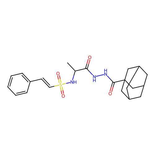 (E)-N-[1-[2-(adamantane-1-carbonyl)hydrazinyl]-1-oxopropan-2-yl]-2-phenylethenesulfonamide structure