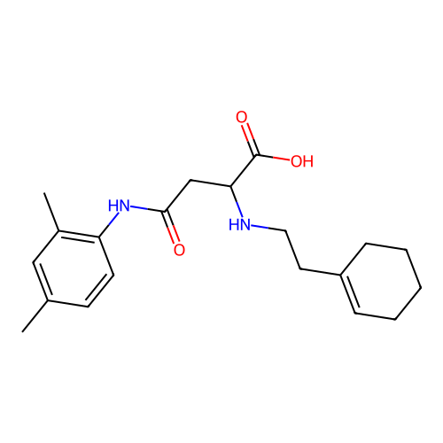 2-[2-(Cyclohexen-1-yl)ethylamino]-4-(2,4-dimethylanilino)-4-oxobutanoic acid structure