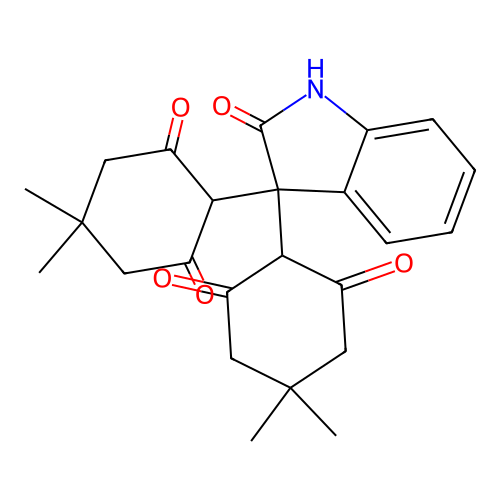 2,2'-(2-Oxoindoline-3,3-diyl)bis(5,5-dimethylcyclohexane-1,3-dione) structure