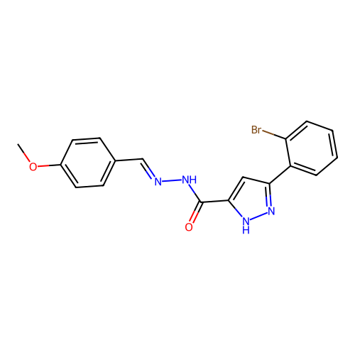 3-(2-bromophenyl)-N'-[(E)-(4-methoxyphenyl)methylidene]-1H-pyrazole-5-carbohydrazide structure
