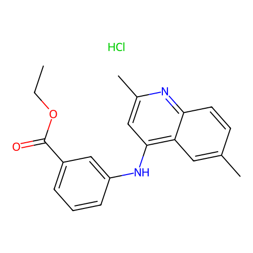 Ethyl 3-[(2,6-dimethyl-4-quinolyl)amino]benzoate, chloride structure