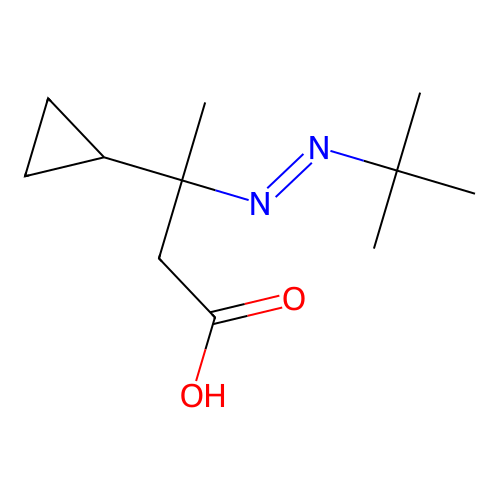 3-(Tert-butyldiazenyl)-3-cyclopropylbutanoic acid structure