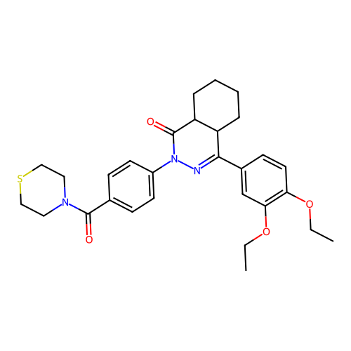 4-(3,4-diethoxyphenyl)-2-[4-(thiomorpholine-4-carbonyl)phenyl]-4a,5,6,7,8,8a-hexahydrophthalazin-1-one structure