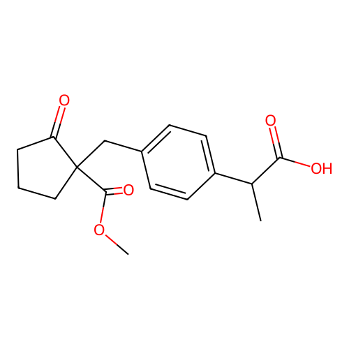 2-(4-((1-(Methoxycarbonyl)-2-oxocyclopentyl)methyl)phenyl)propanoic Acid structure