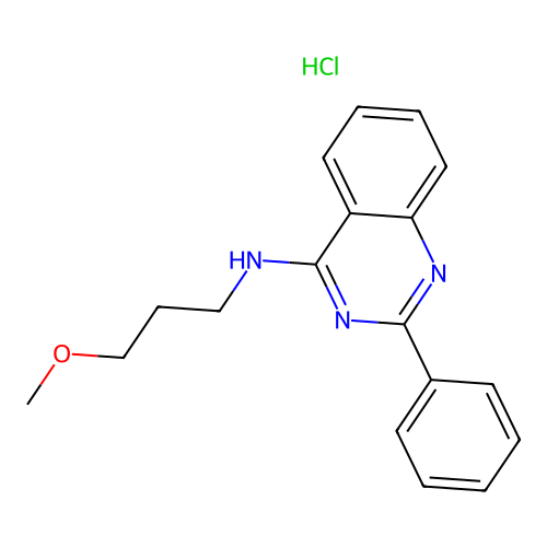 N-(3-methoxypropyl)-2-phenylquinazolin-4-amine hydrochloride structure