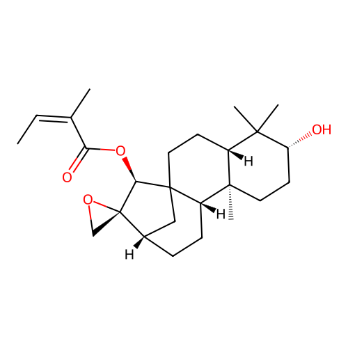 Kaurane-3,15-diol, 16,17-epoxy-, 15-(2-methyl-2-butenoate), (3alpha,15beta(Z))- structure