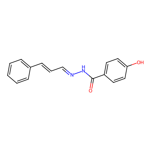 4-hydroxy-N'-[3-phenylprop-2-en-1-ylidene] benzohydrazide structure