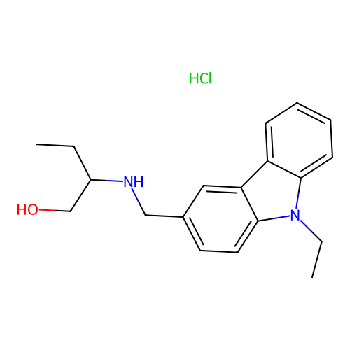 2-(((9-ethyl-9H-carbazol-3-yl)methyl)amino)butan-1-ol hydrochloride structure