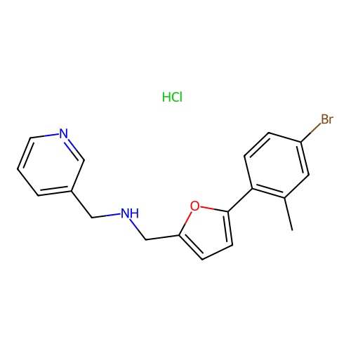 1-(5-(4-bromo-2-methylphenyl)furan-2-yl)-N-(pyridin-3-ylmethyl)methanamine hydrochloride structure