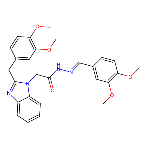 (E)-2-(2-(3,4-dimethoxybenzyl)-1H-benzo[d]imidazol-1-yl)-N'-(3,4-dimethoxybenzylidene)acetohydrazide structure