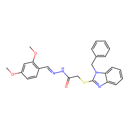 2-[(1-benzyl-1H-benzimidazol-2-yl)sulfanyl]-N'-[(E)-(2,4-dimethoxyphenyl)methylidene]acetohydrazide structure
