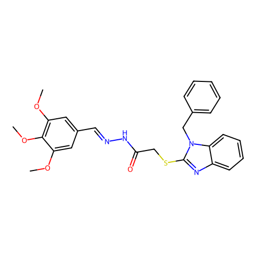 2-[(1-benzyl-1H-benzimidazol-2-yl)sulfanyl]-N'-[(E)-(3,4,5-trimethoxyphenyl)methylidene]acetohydrazide structure