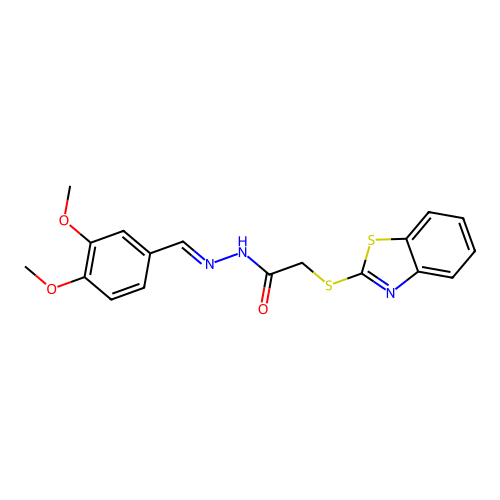 2-(1,3-benzothiazol-2-ylsulfanyl)-N'-[(E)-(3,4-dimethoxyphenyl)methylidene]acetohydrazide structure