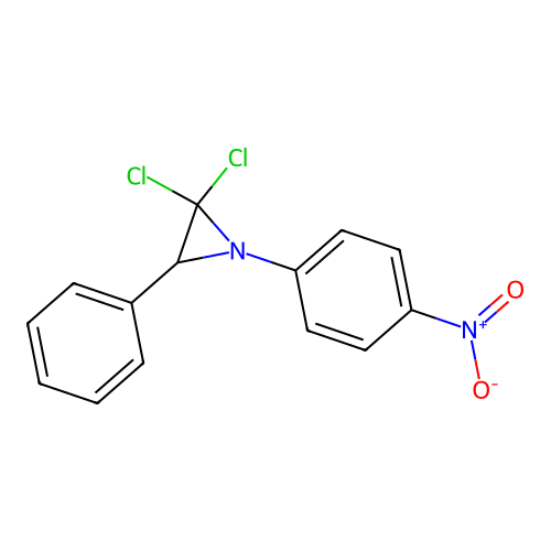 2,2-Dichloro-1-{4-nitrophenyl}-3-phenylaziridine structure