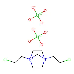 1,4-Bis(2-chloroethyl)-1,4-diazoniabicyclo(2.2.1)heptane diperchlorate structure